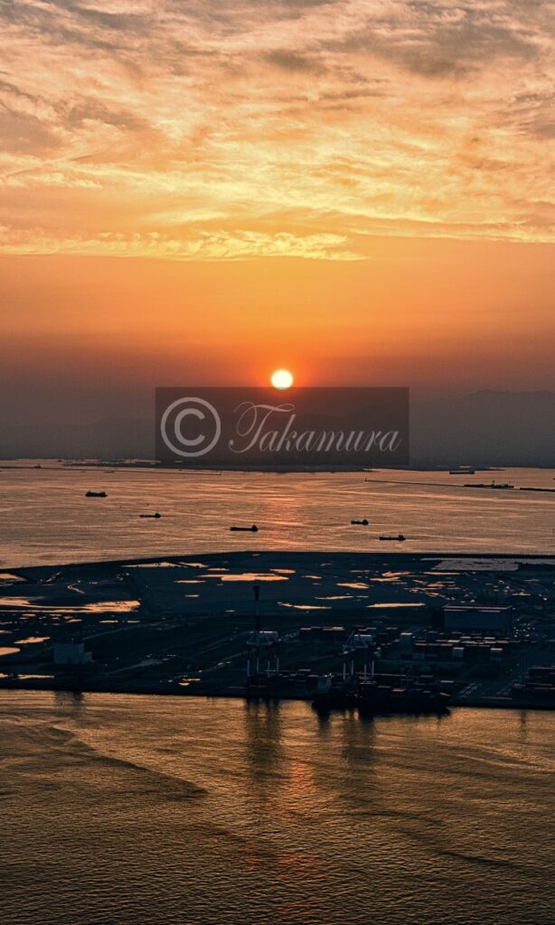 大阪のさきしまコスモタワー展望台から見た夕焼け風景